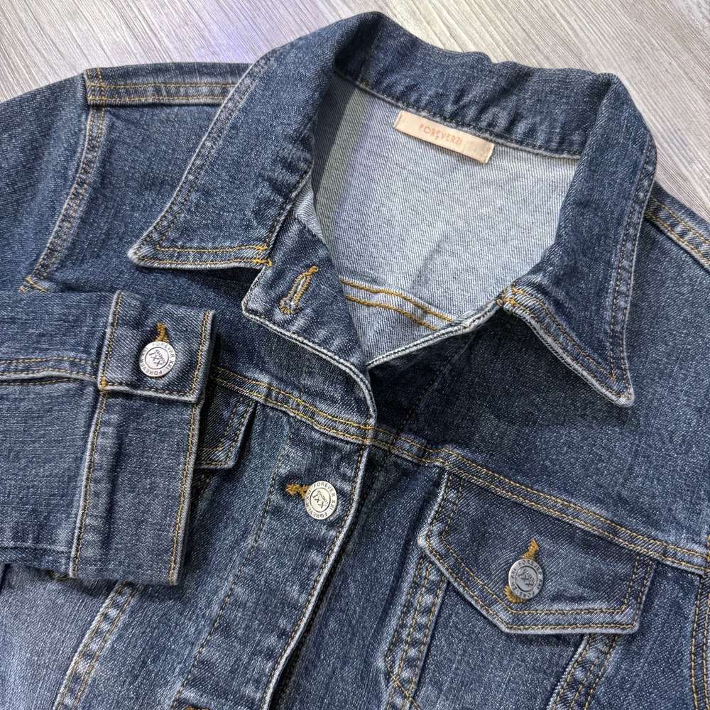 Forever21 Womens Medium‎ Vintage Y2K Made In USA Fitted Denim Jean Jacket